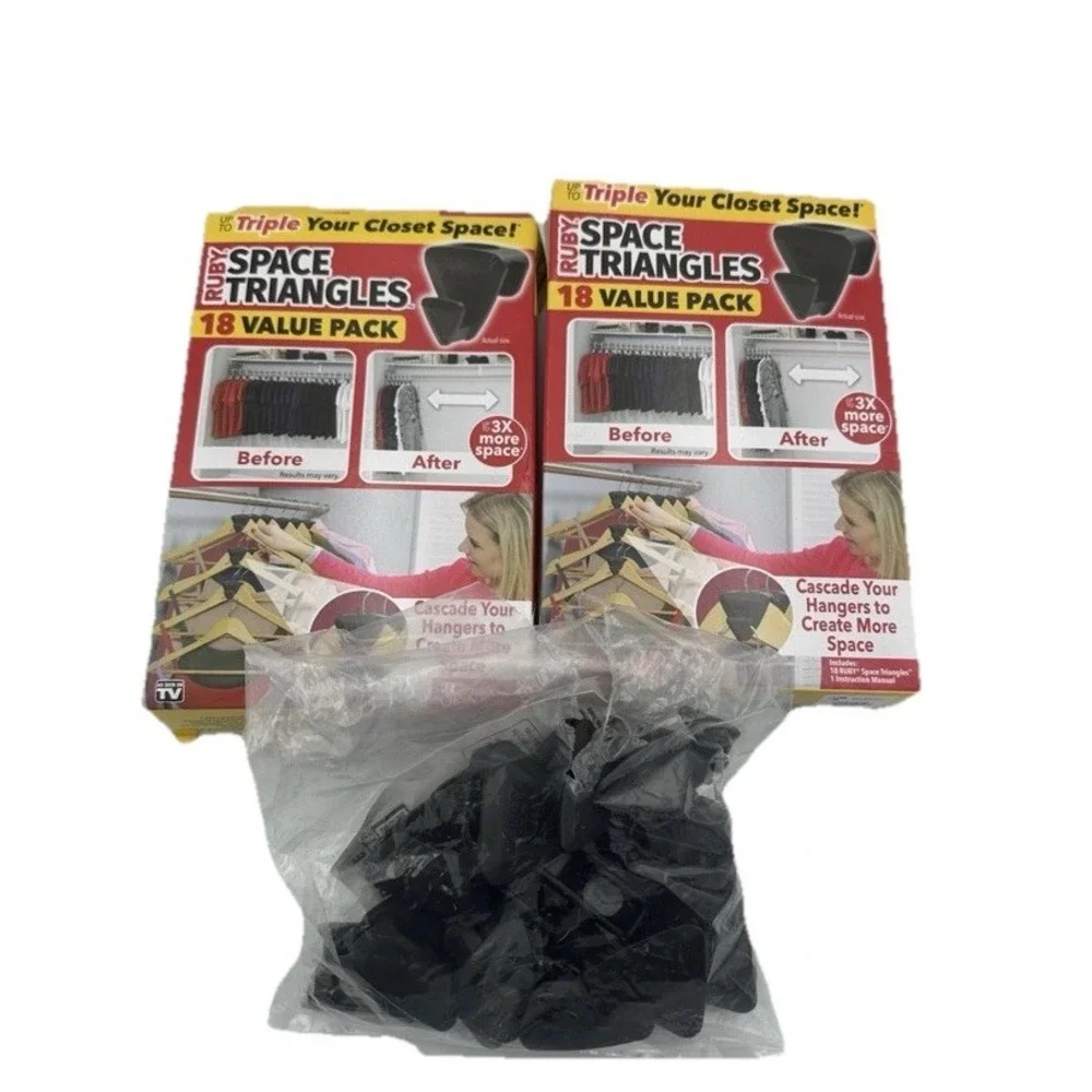 AS-SEEN-ON-TV Premium Hanger Hooks Triple Closet Space 18PC -‎ 2 New & 12x